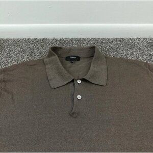 Theory Polo Shirt Linen Blend Brown Mens Medium